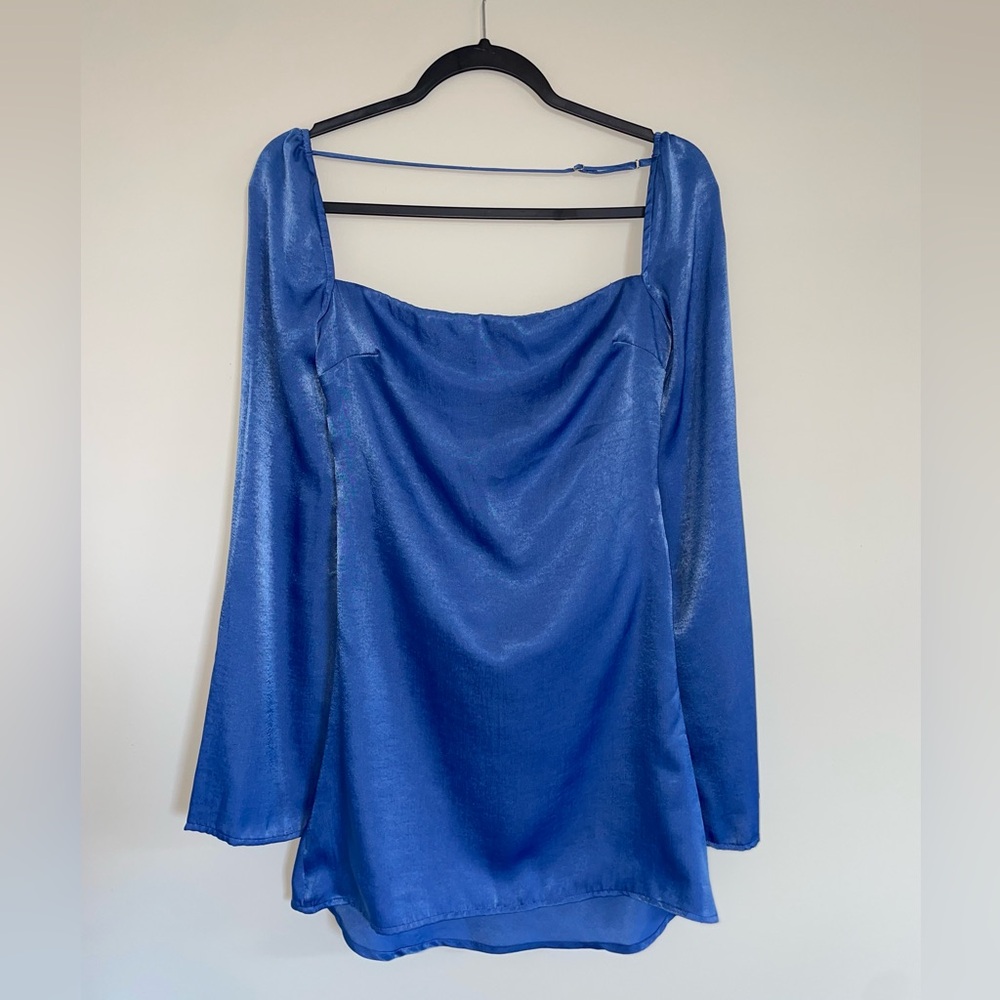 Satin Long Sleeve Mini Dress